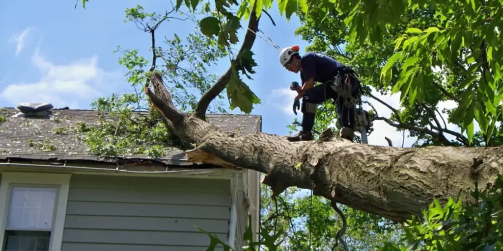 tree cutting on a house